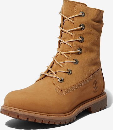 TIMBERLAND - Botines con cordones en marrón: frente