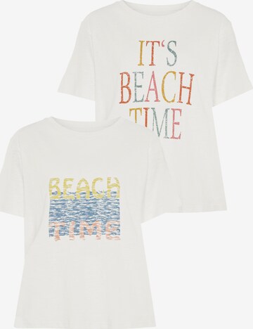 Tricou de la BEACH TIME pe alb: față