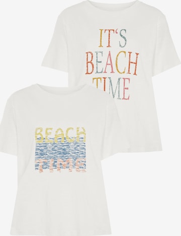 Tricou de la BEACH TIME pe alb: față