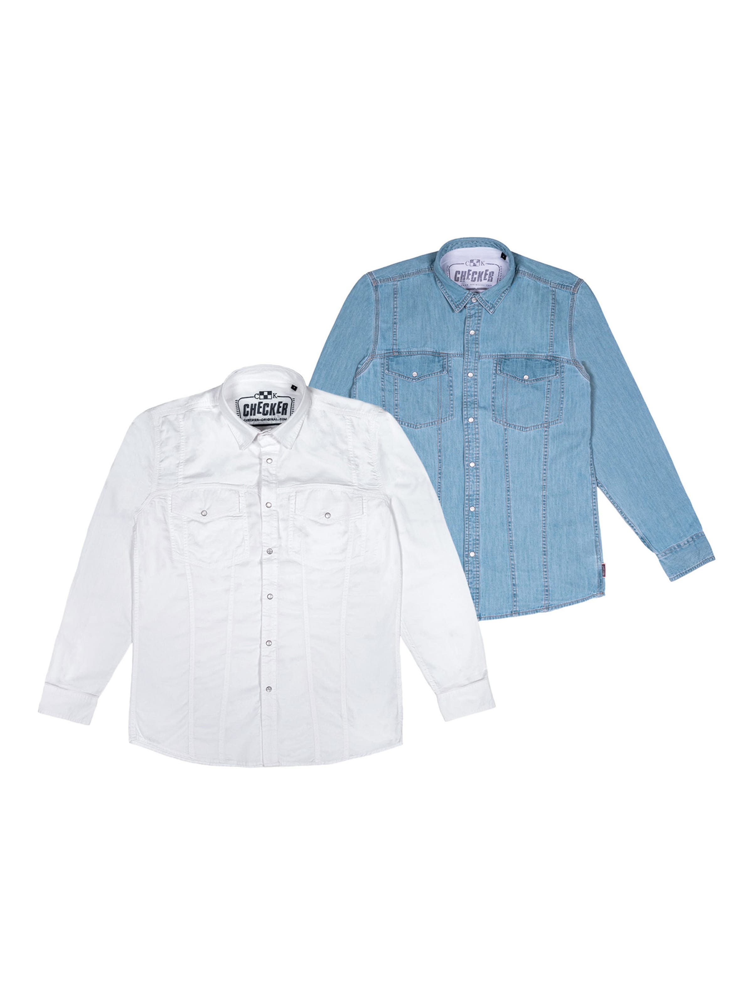 Checker Regular Fit Hemd ' Dynasty Denim ' in Blau: Vorderseite