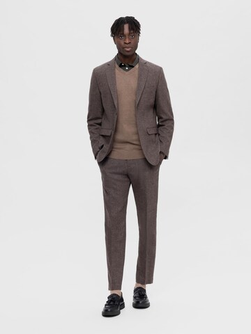 SELECTED Regular Fit Sakko 'Isac' in Braun