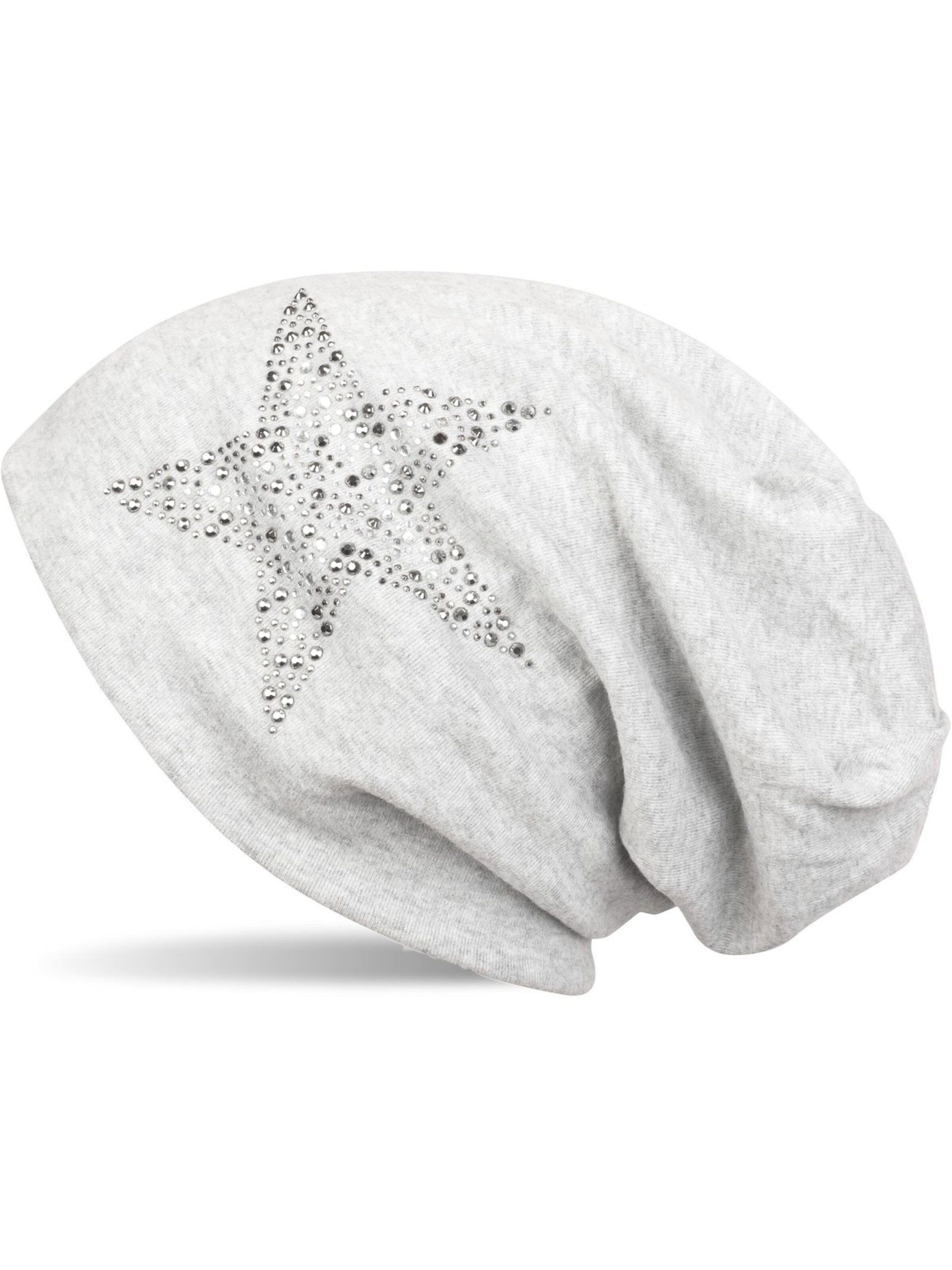 styleBREAKER Mütze 'Beanie Mütze mit Strass Nieten Stern'‌‌‌‌‌‌‌‌‌ in Grau: Vorderseite