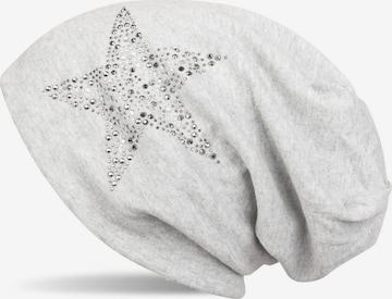 styleBREAKER Mütze 'Beanie Mütze mit Strass Nieten Stern' in Grau: Vorderseite