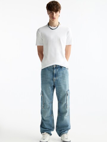 Pull&Bear Loosefit Cargojeans in Blauw