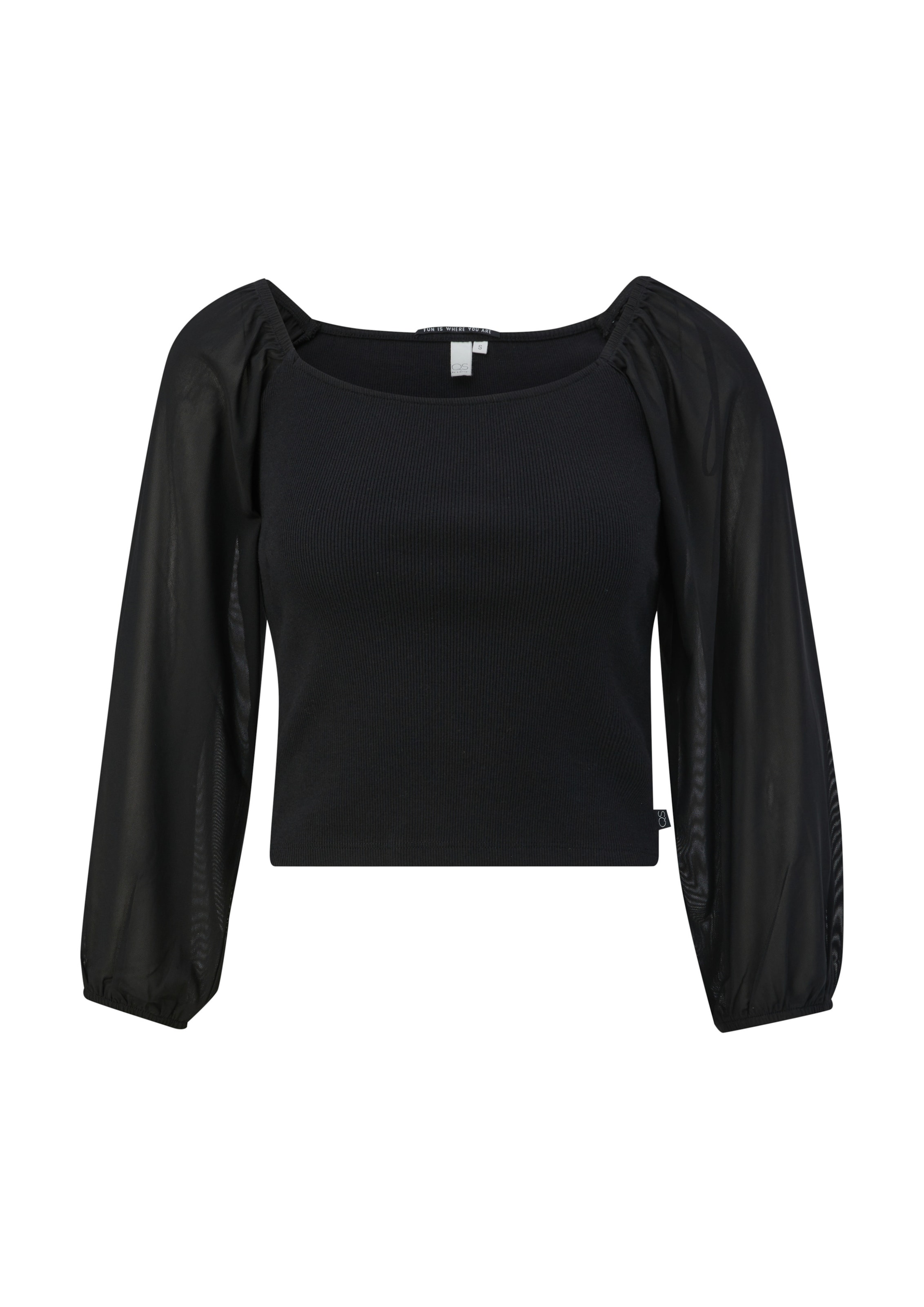 QS Shirt in Zwart: voorkant
