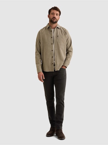 VANGUARD - Ajuste regular Camisa 'Shirt with button closure and jacquard pattern' en beige