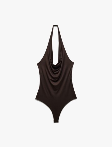 Koton Shirt Bodysuit in Brown: front