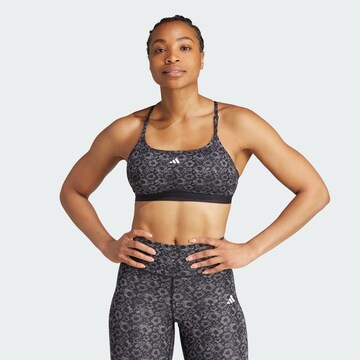 ADIDAS PERFORMANCE Bralette Sports Bra 'Aeroreact Light-Support Floral Print' in Black: front