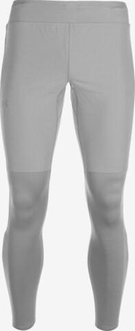 UNDER ARMOUR Skinny Sportbroek 'Qualifer Elite Cold' in Grijs: voorkant