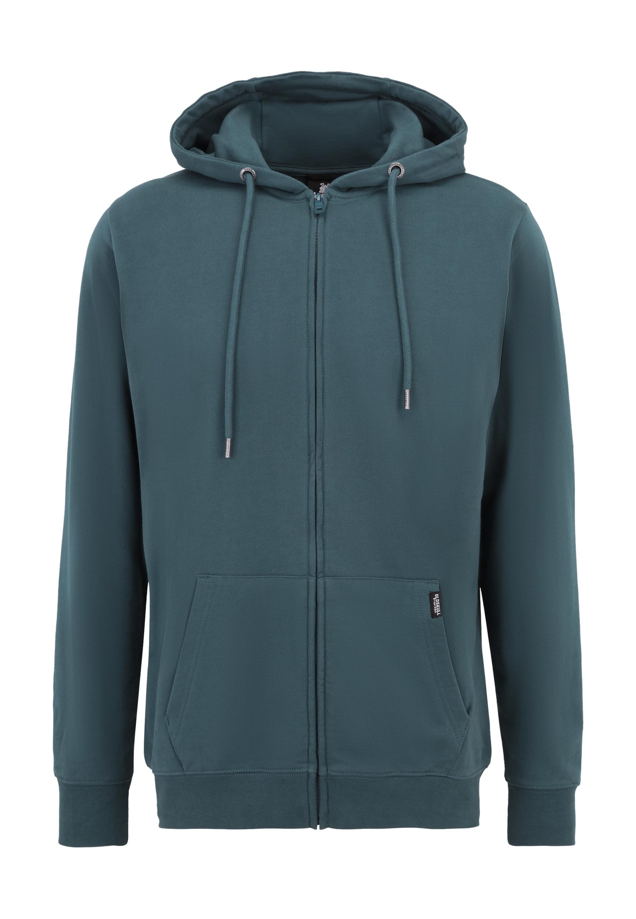 Oldskull Sweat jacket 'Plain Basic' in Green: front