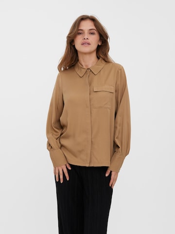 VERO MODA Blouse 'TASJA' in Bruin: voorkant