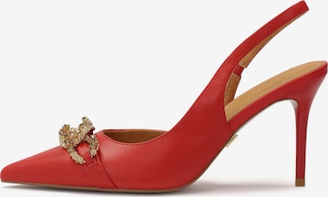 sarkans Kazar Vaļējas augstpapēžu kurpes: no priekšpuses