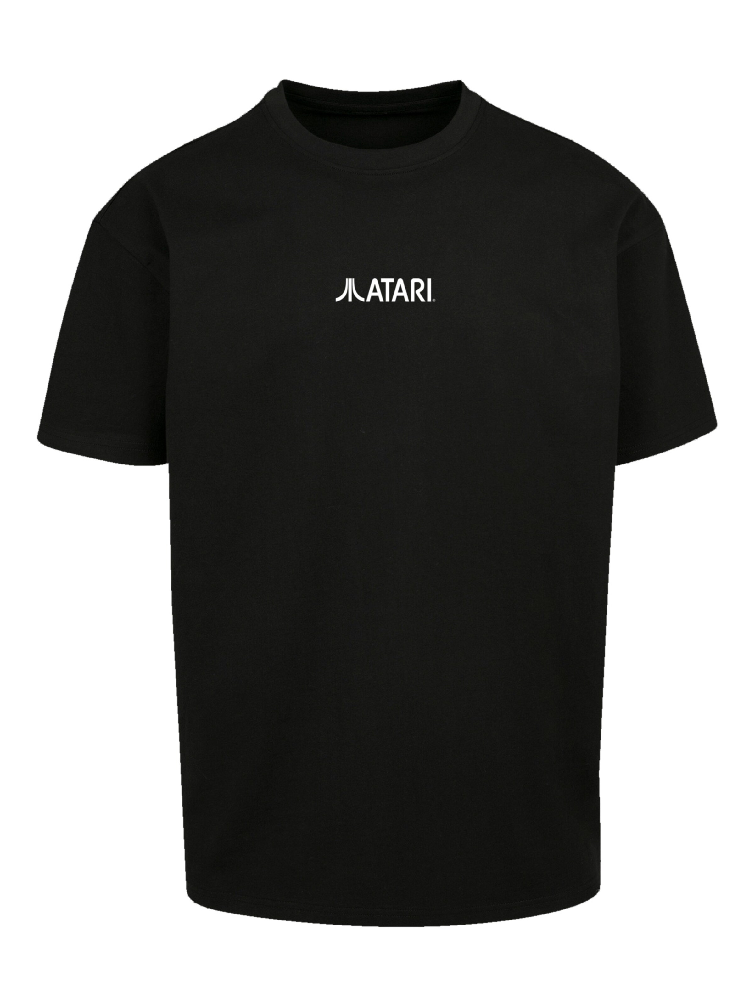 F4NT4STIC Shirt 'Atari Games Logo White Retro Gaming Horizontal' in Zwart: voorkant