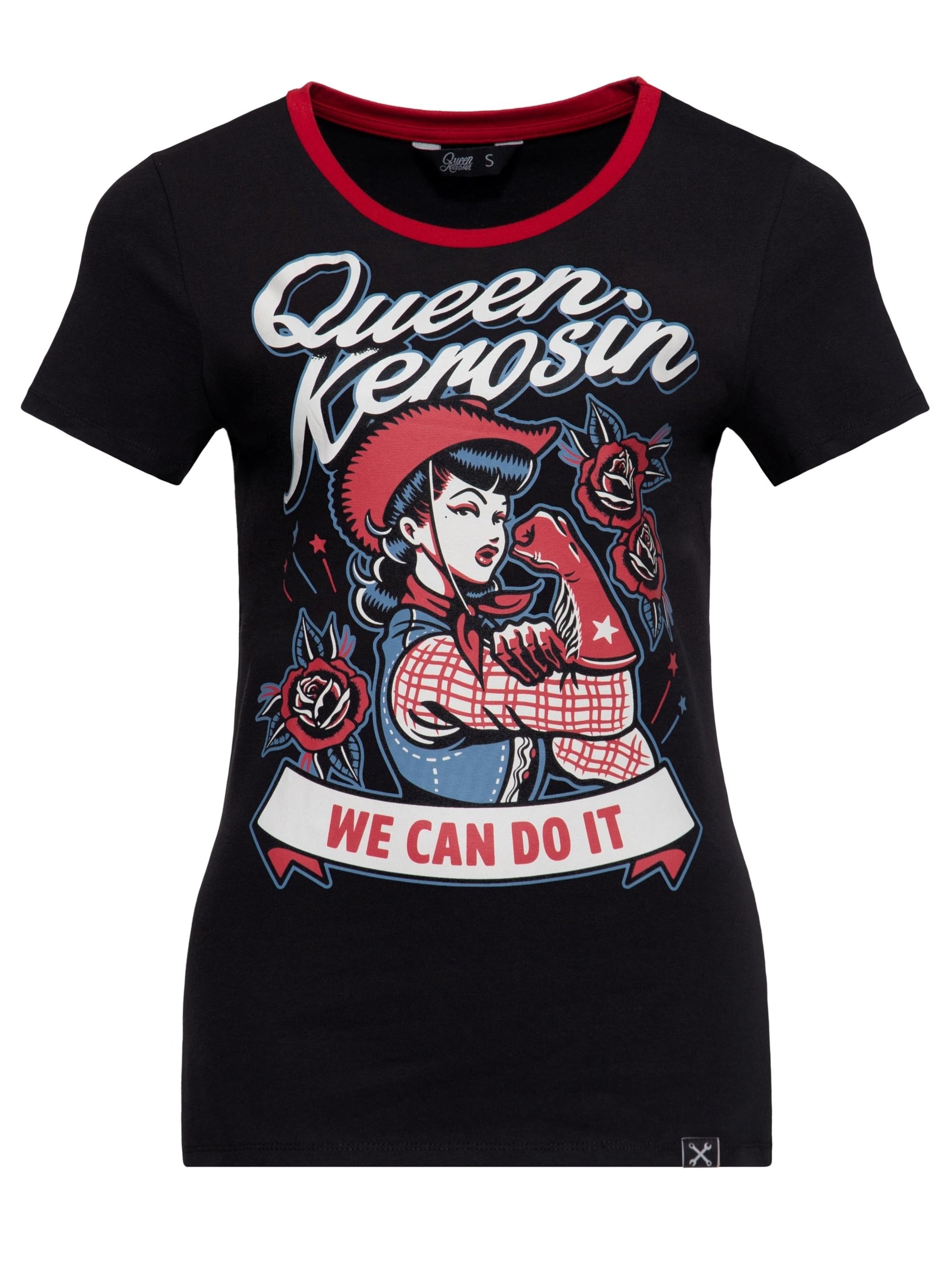 Queen Kerosin Shirt 'We Can Do It'‌‌‌‌‌‌‌ in Schwarz: Vorderseite
