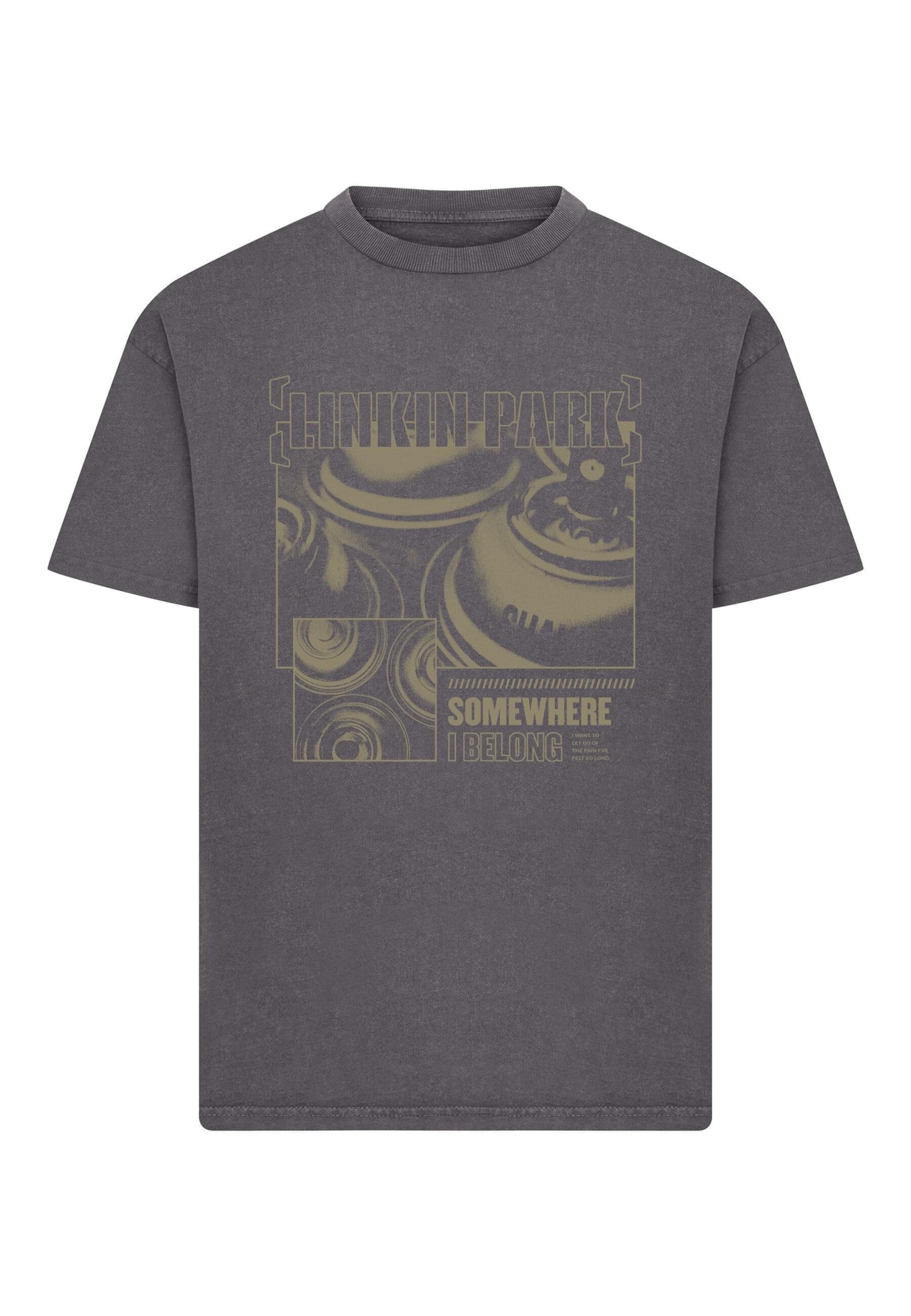 Merchcode Shirt 'Linkin Park Somewhere I belong Vintage' in Grijs: voorkant