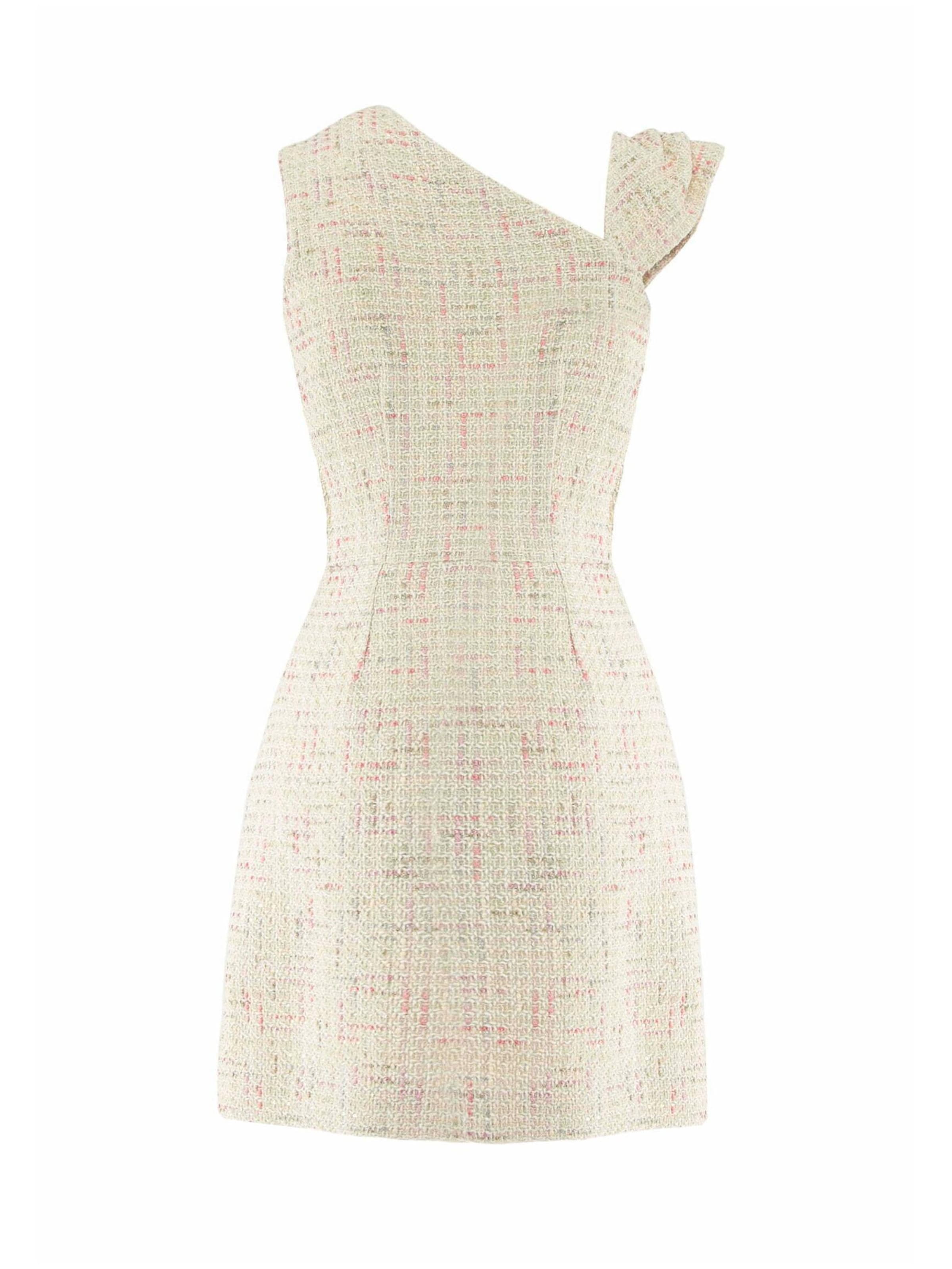 Abito 'Asymmetric Neckline Boucle Mini Dress' di AVENUE N°29 in beige