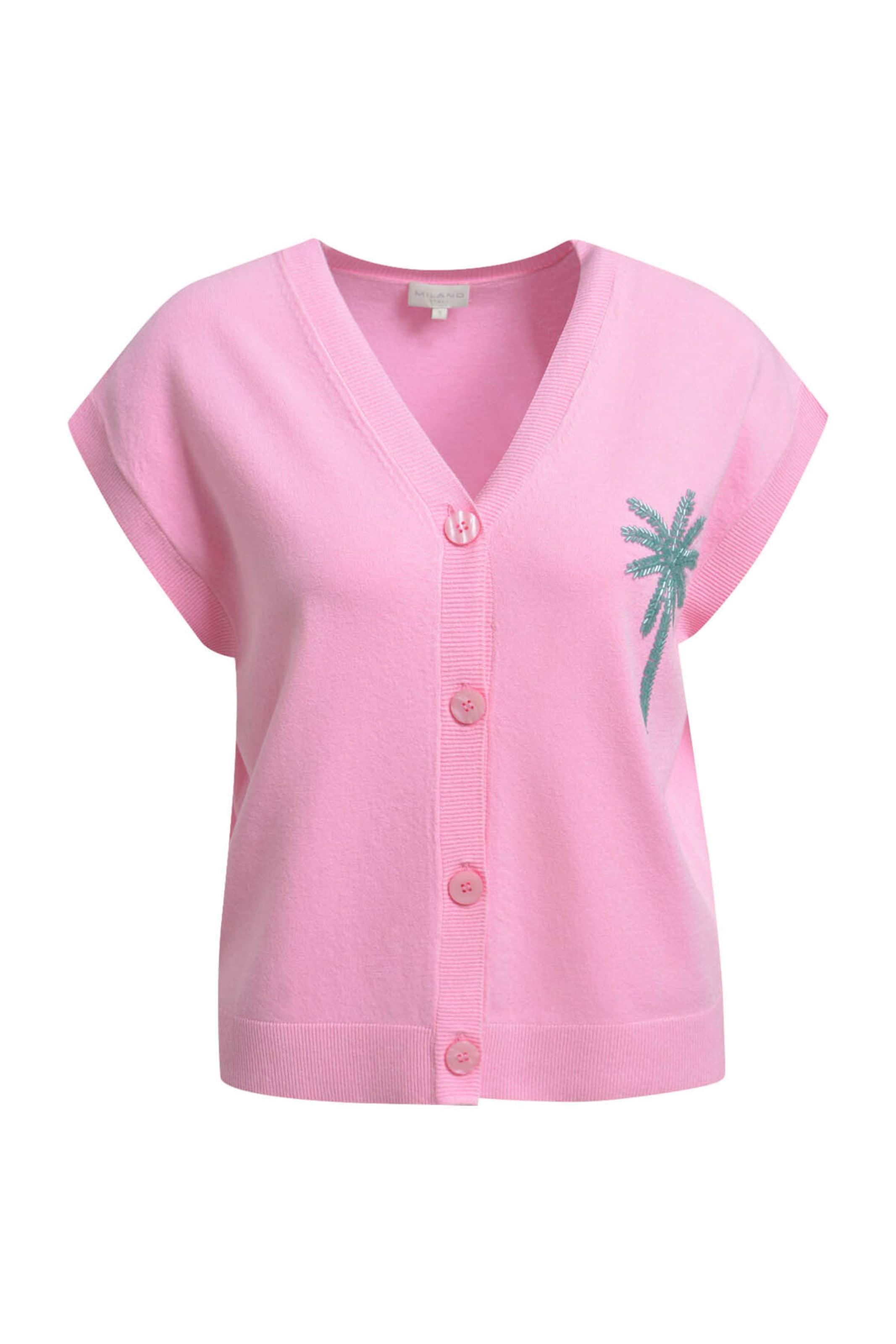Milano Italy Knitted Vest in Pink: front