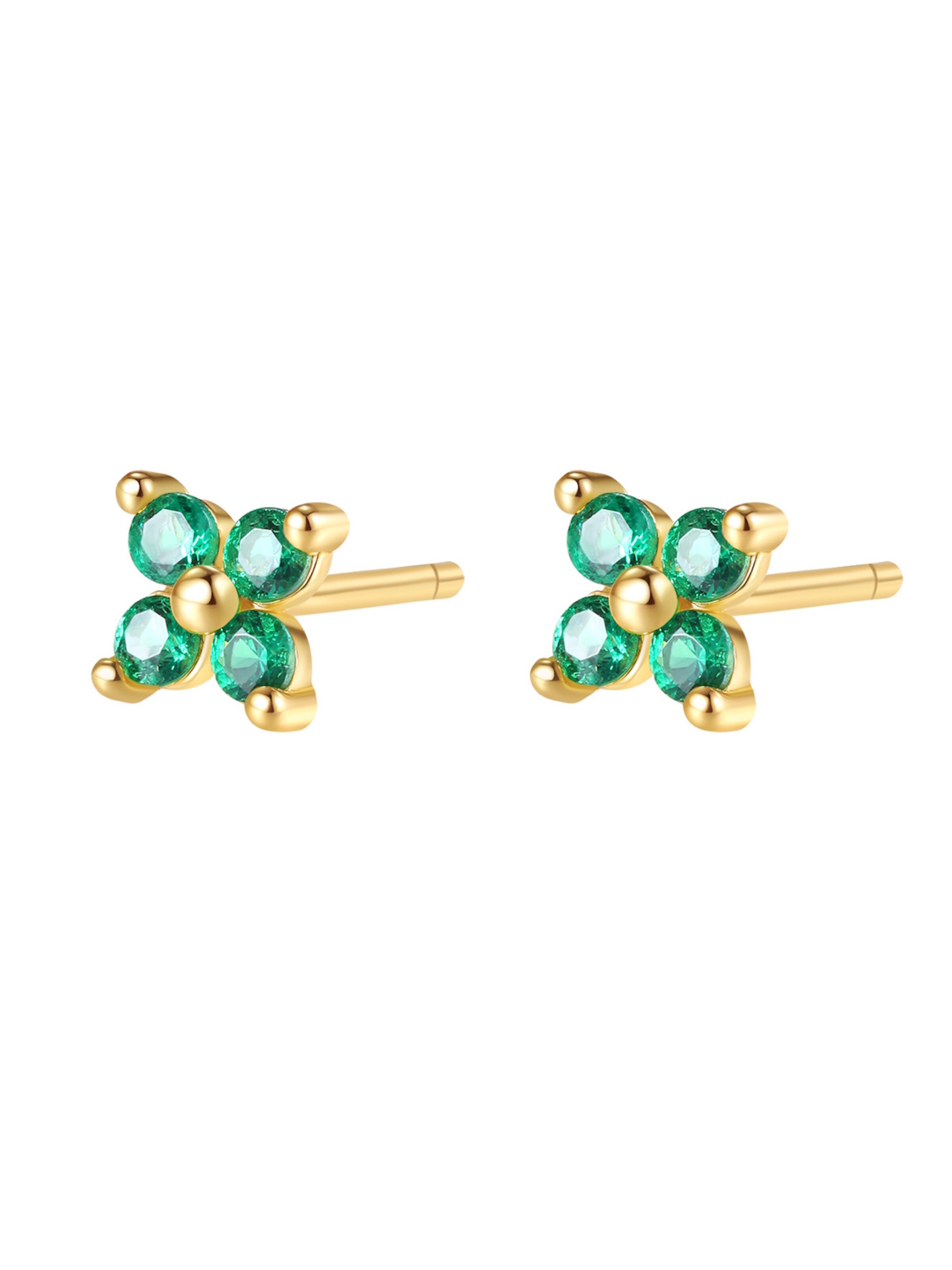 Hey Happiness - Pendientes 'Green Daisy' en oro: frente