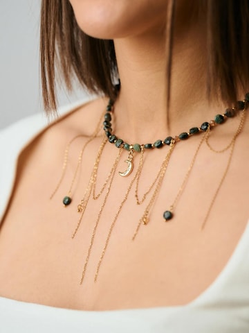 THE GEM STORIES JEWELRY Necklace 'Lunar Glow Labradorite Statement Necklace' in Green