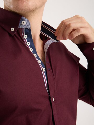Slim fit Camicia 'Donatello Iconic Poplin Stretch Man Shirt Red' di 7Camicie in rosso