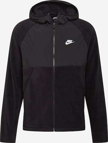 Nike Sportswear Regular fit Fleece jacket in Black: front