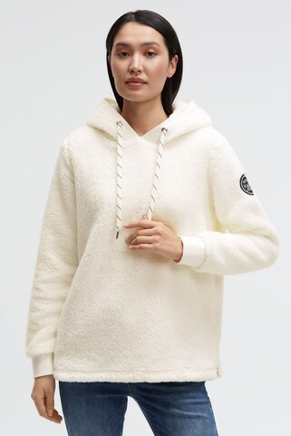 Soccx Hoodie aus Sherpa-Fleece mit Label Patch in Weiß: Vorderseite