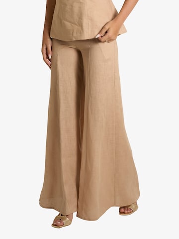 Semicouture Wide leg Pleated Pants 'Kym' in Beige: front