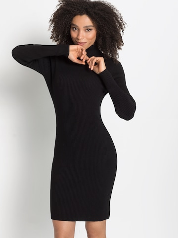 LASCANA Gebreide jurk in Zwart: voorkant