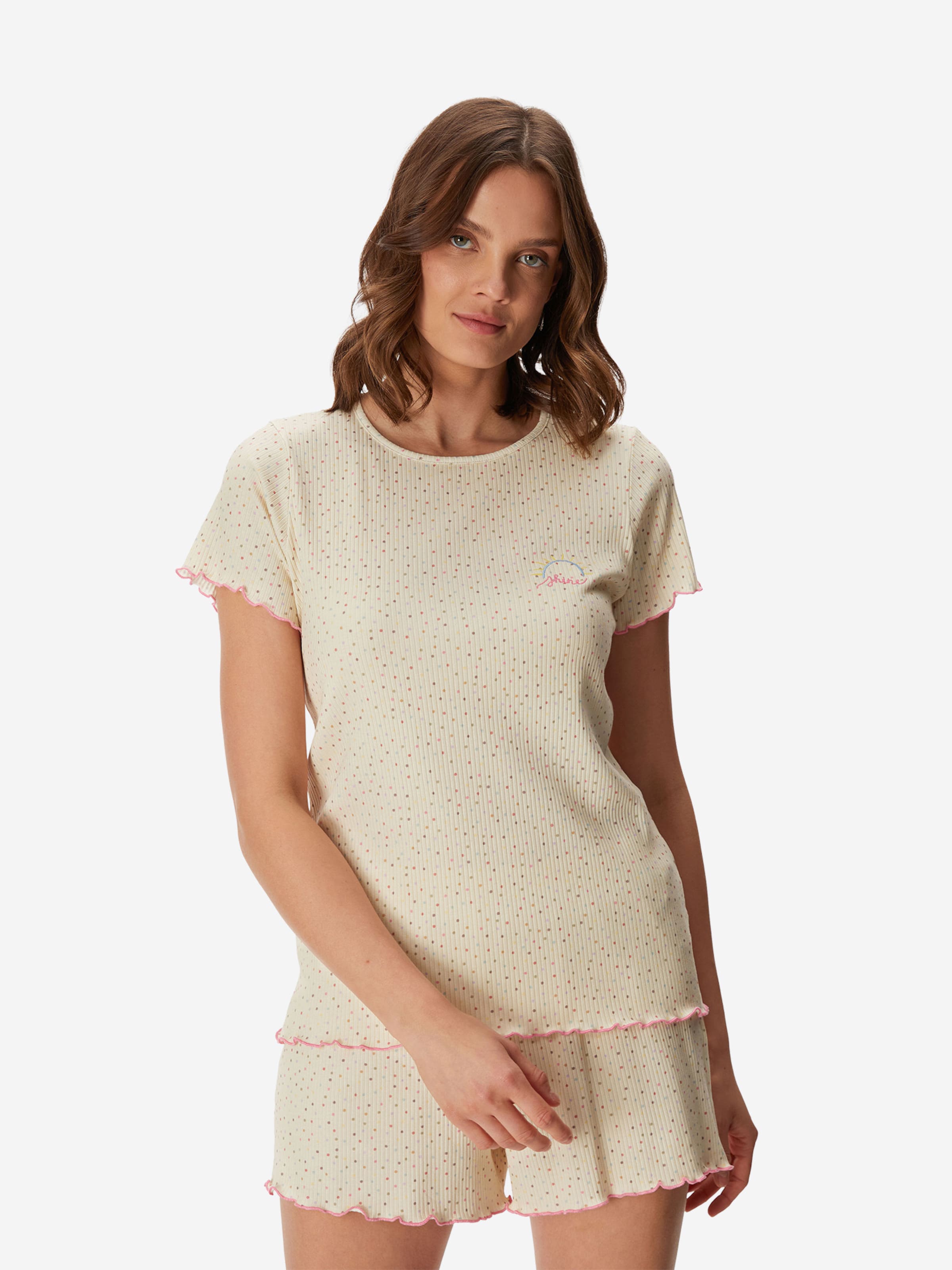 Goldenbay - Pijama de pantalón corto 'Hazel' en amarillo: frente