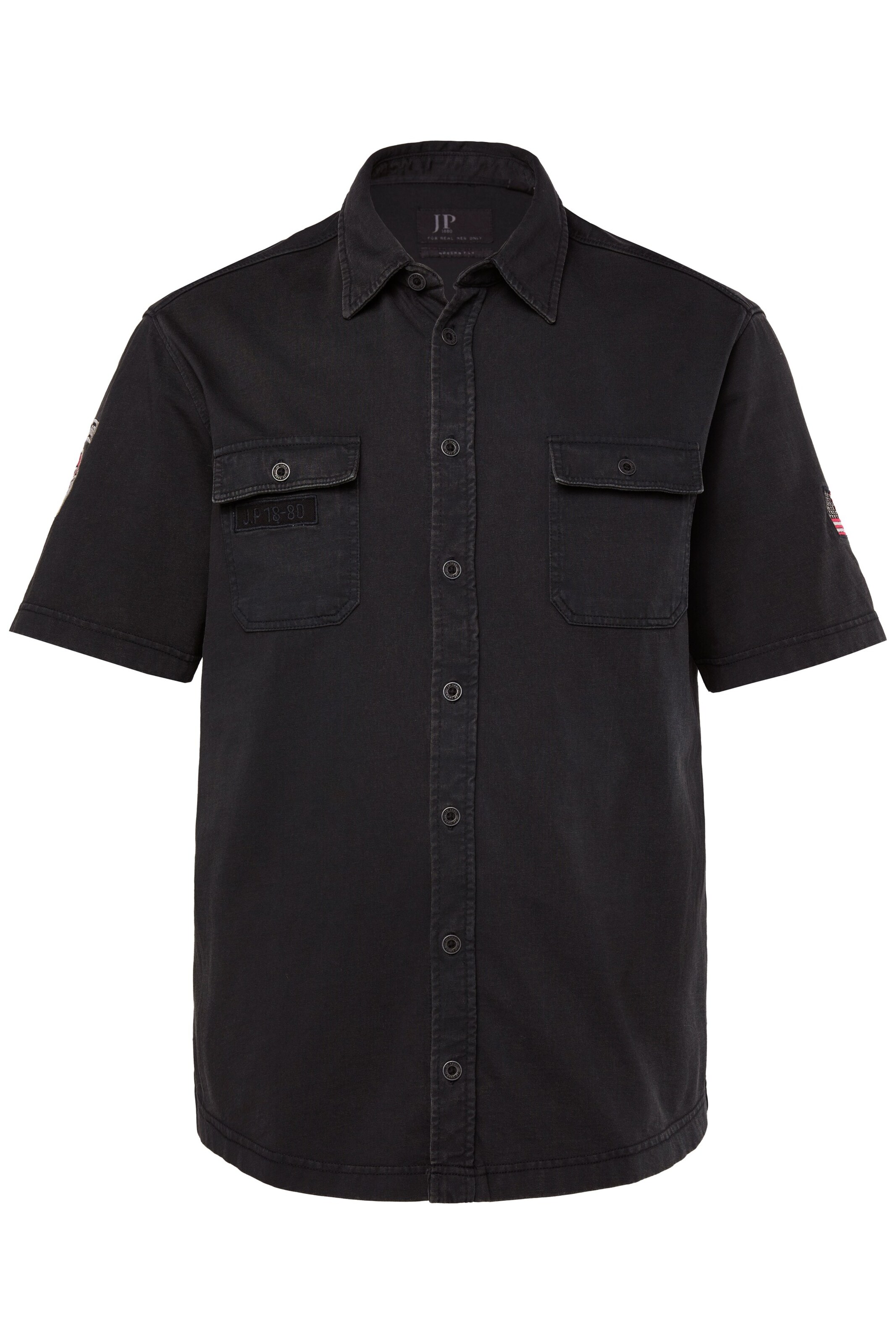 JP1880 Regular Fit Hemd in Schwarz: Vorderseite