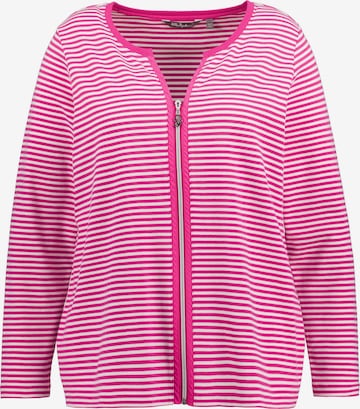 Ulla Popken Zip-Up Hoodie in Pink: front