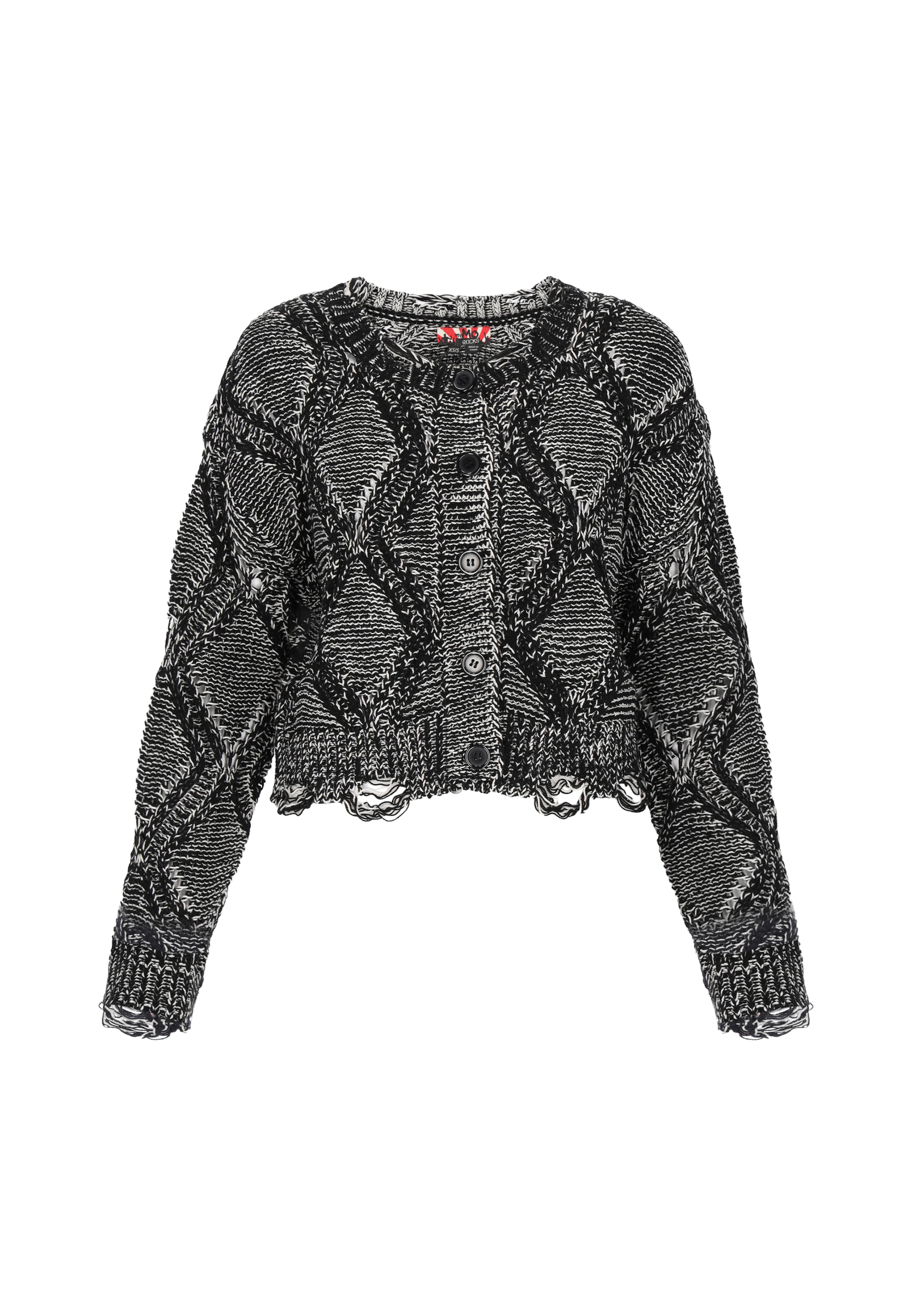 myMo ROCKS Strickjacke in schwarz / weiß, Produktansicht