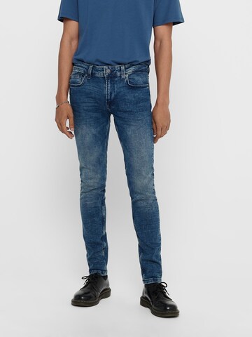 Coupe slim Jean Only & Sons en bleu : devant