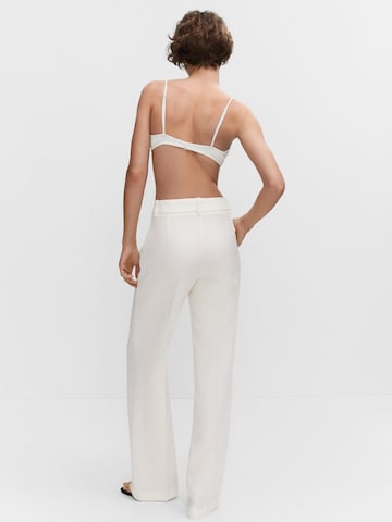 MANGO Wide leg Pleat-Front Pants 'Boxy' in White