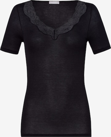 Hanro Onderhemd ' Lace Delight Kurzarm ' in Zwart: voorkant