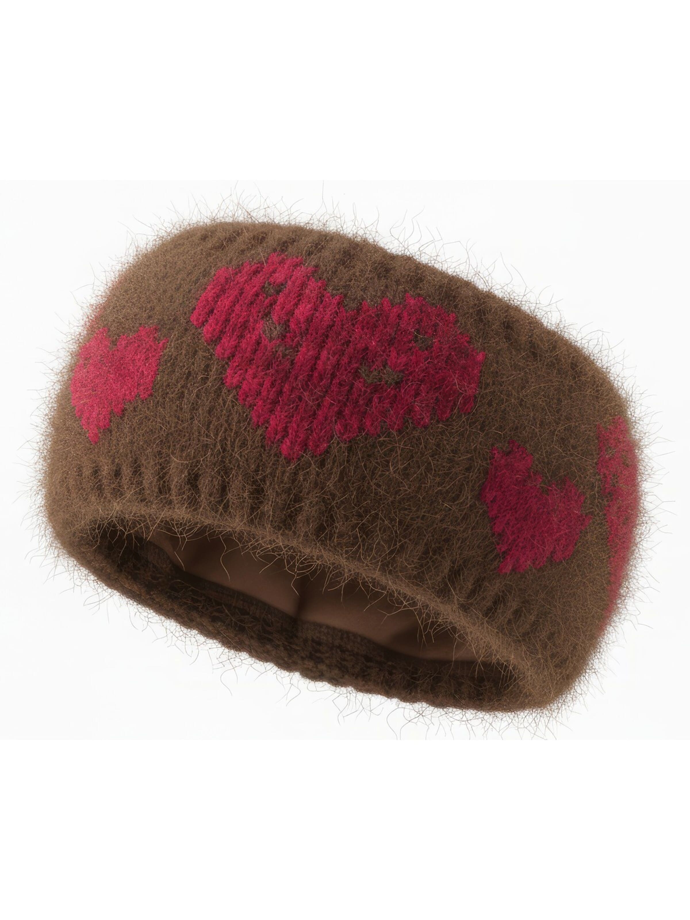 styleBREAKER Headband 'Strick Stirnband mit Herz Muster' in Brown: front