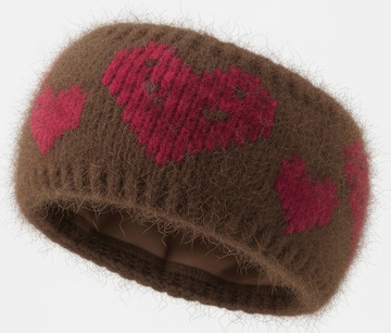 styleBREAKER Headband 'Strick Stirnband mit Herz Muster' in Brown: front