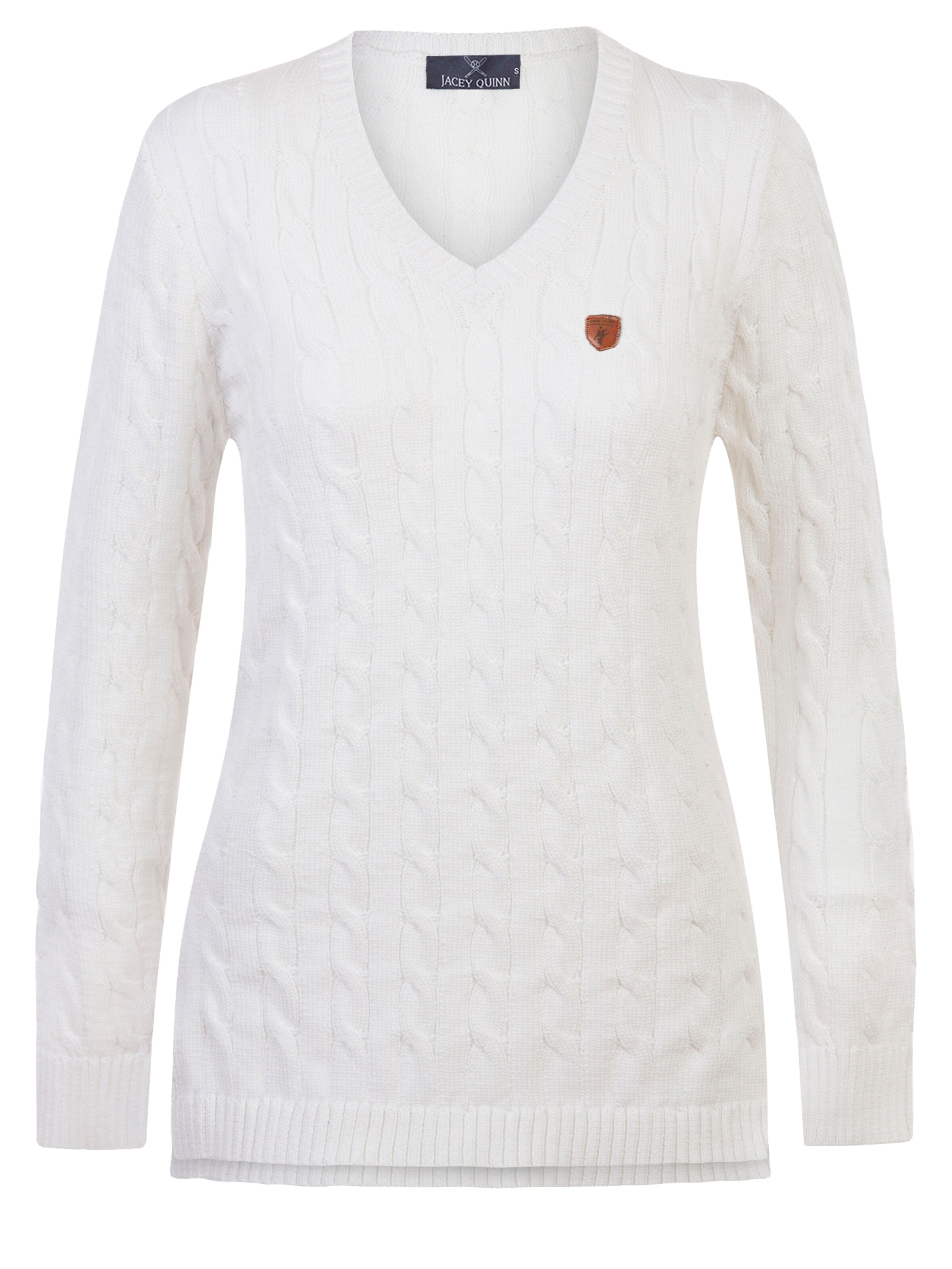 balta Jacey Quinn Megztinis: priekis