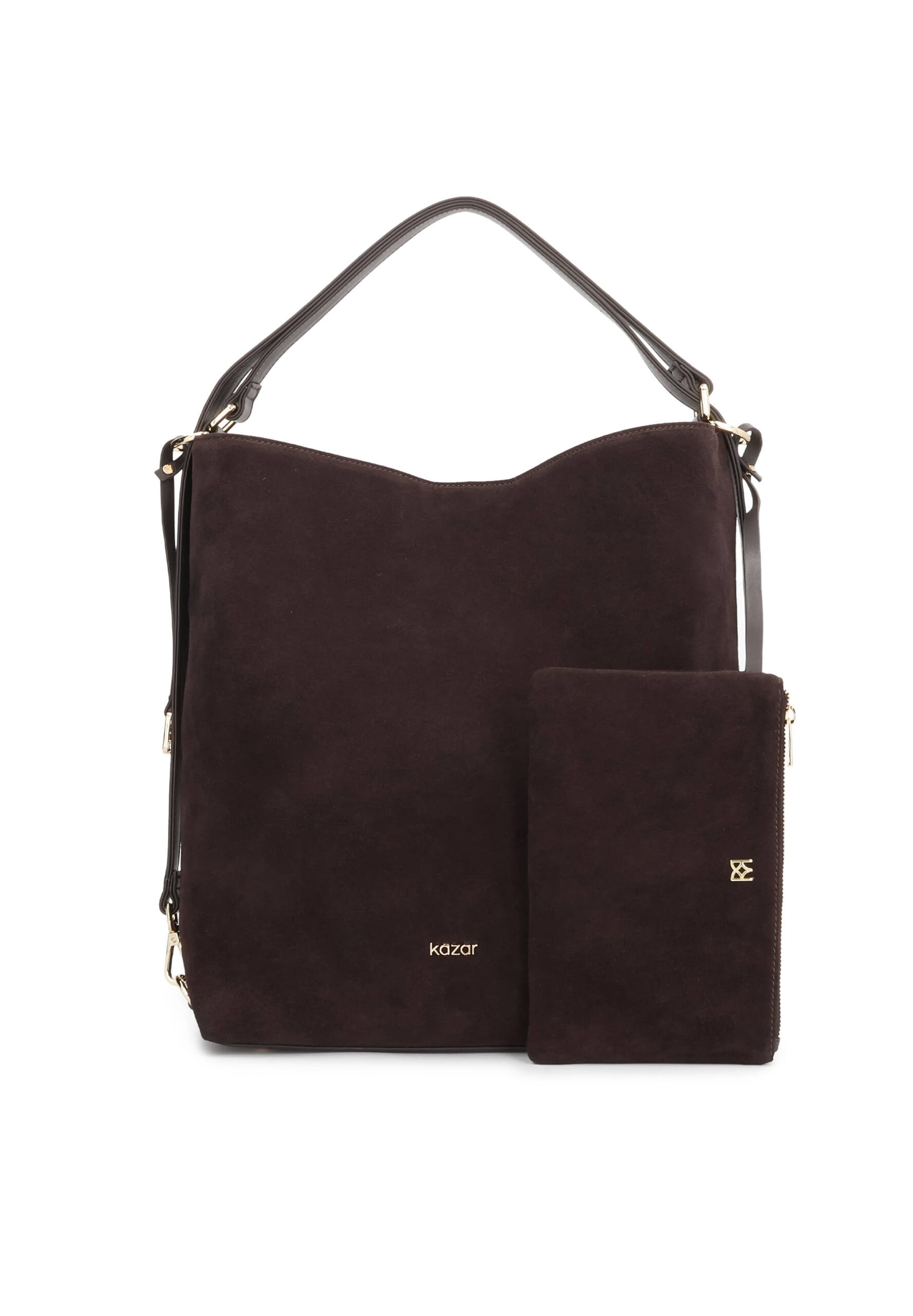 Sac bandoulière Kazar en marron : devant