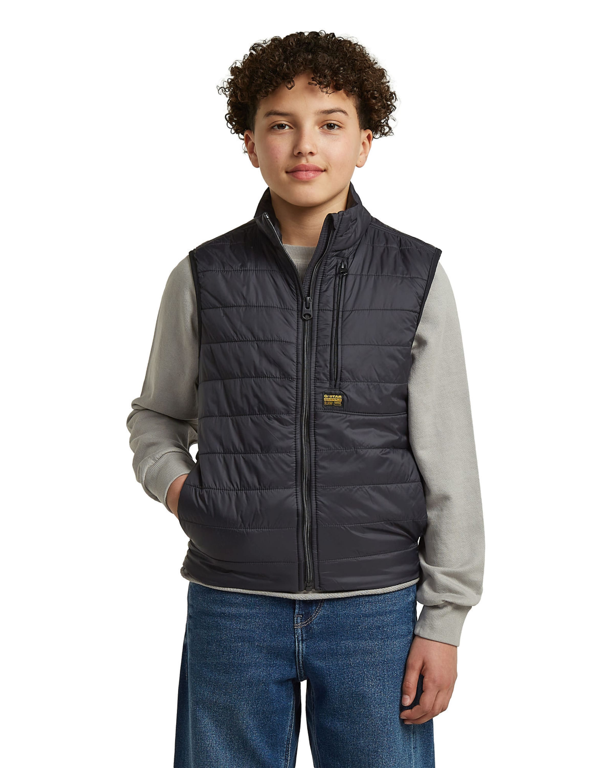 G-STAR Between-season jacket 'Boys Foundation Padded Liner Vest' in Black: front