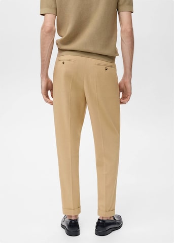 MANGO MAN Loose fit Pleat-Front Pants 'Boston' in Beige
