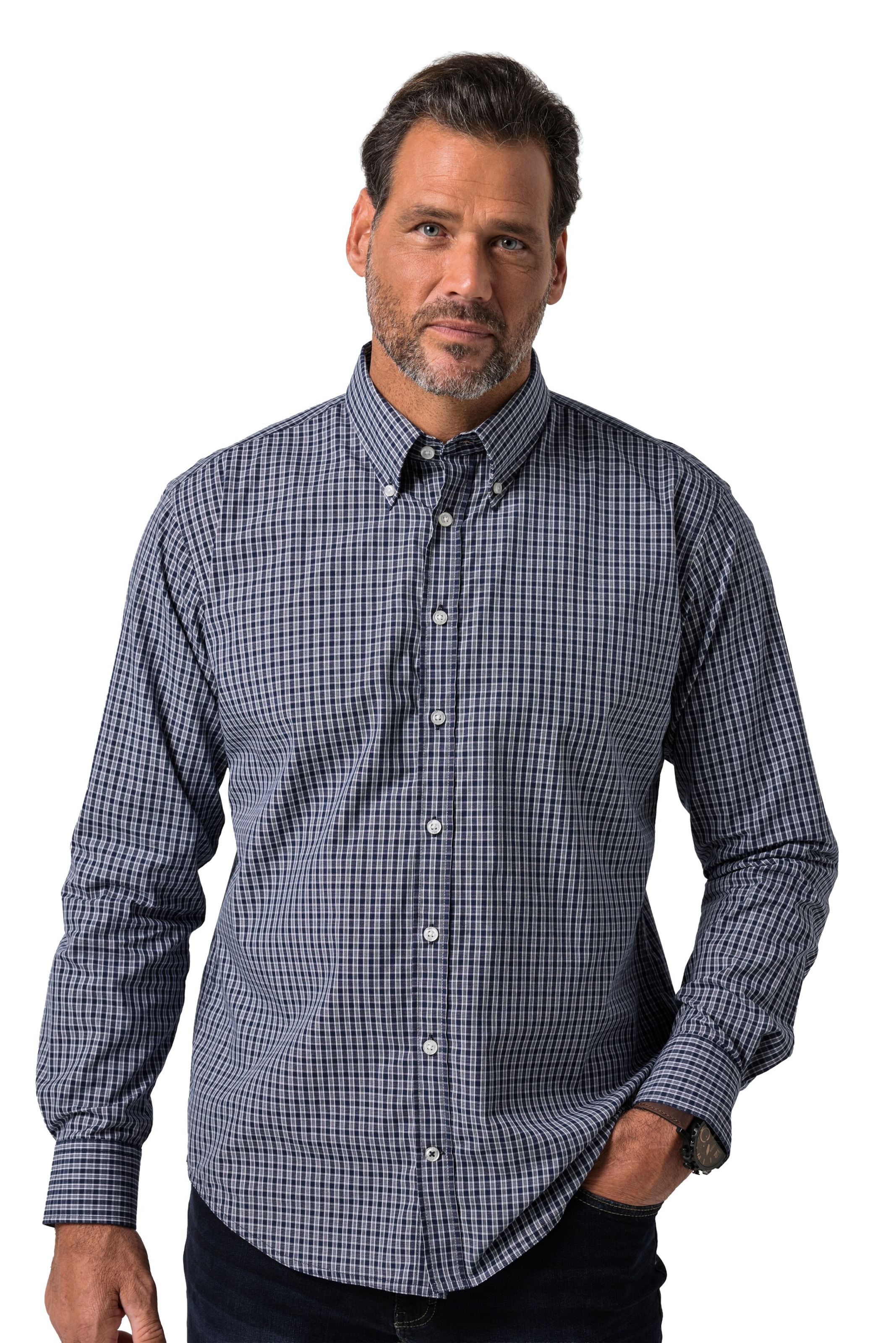 JP1880 Regular fit Overhemd in Blauw: voorkant