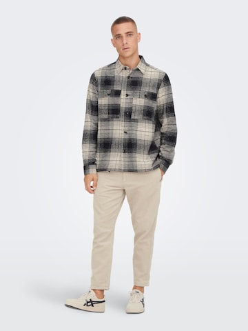 Only & Sons Regular fit Button Up Shirt 'Baz' in Grey