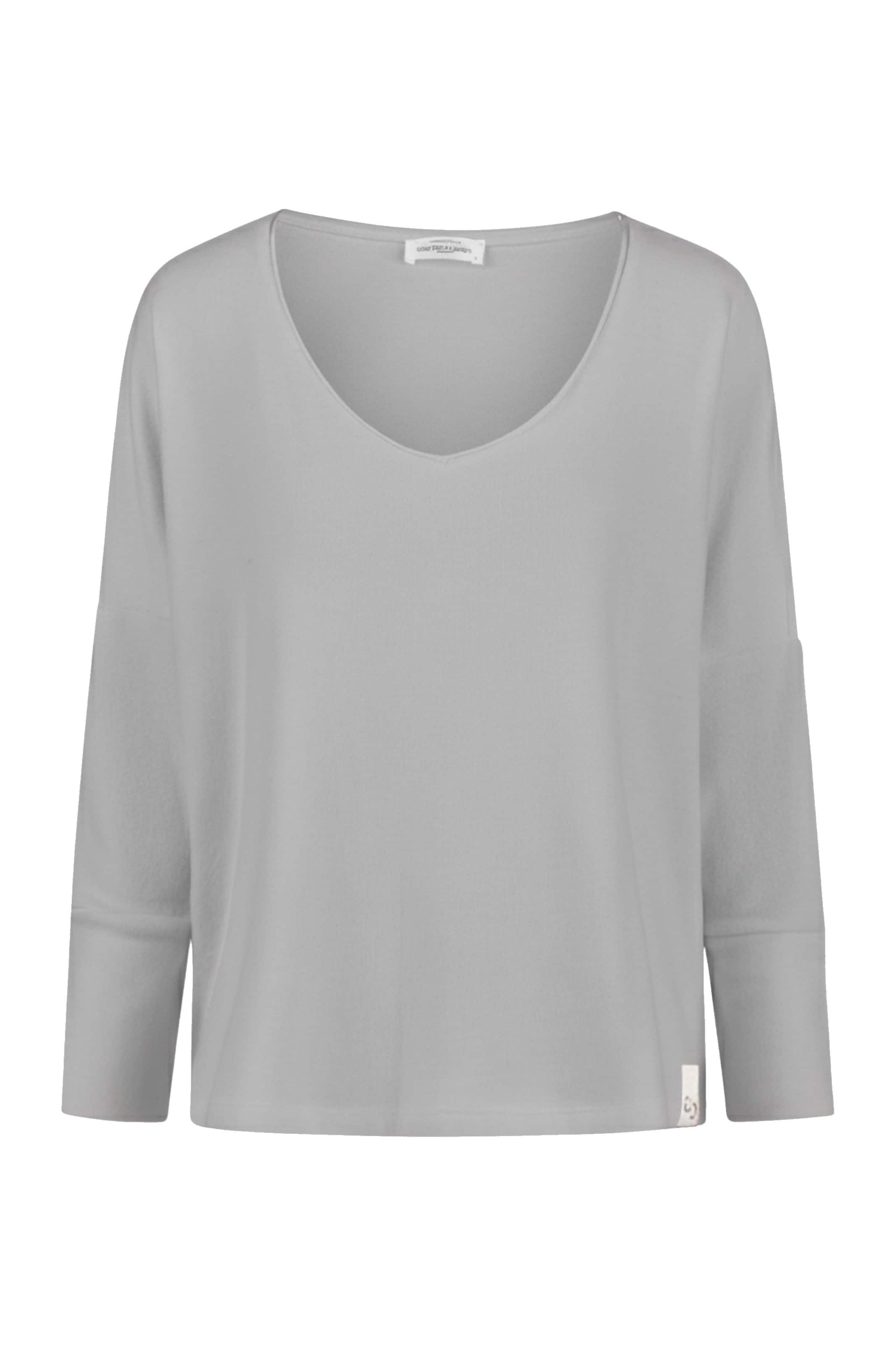 Cotton Candy Langarmshirt, Schnitt oversized in Grau: Vorderseite