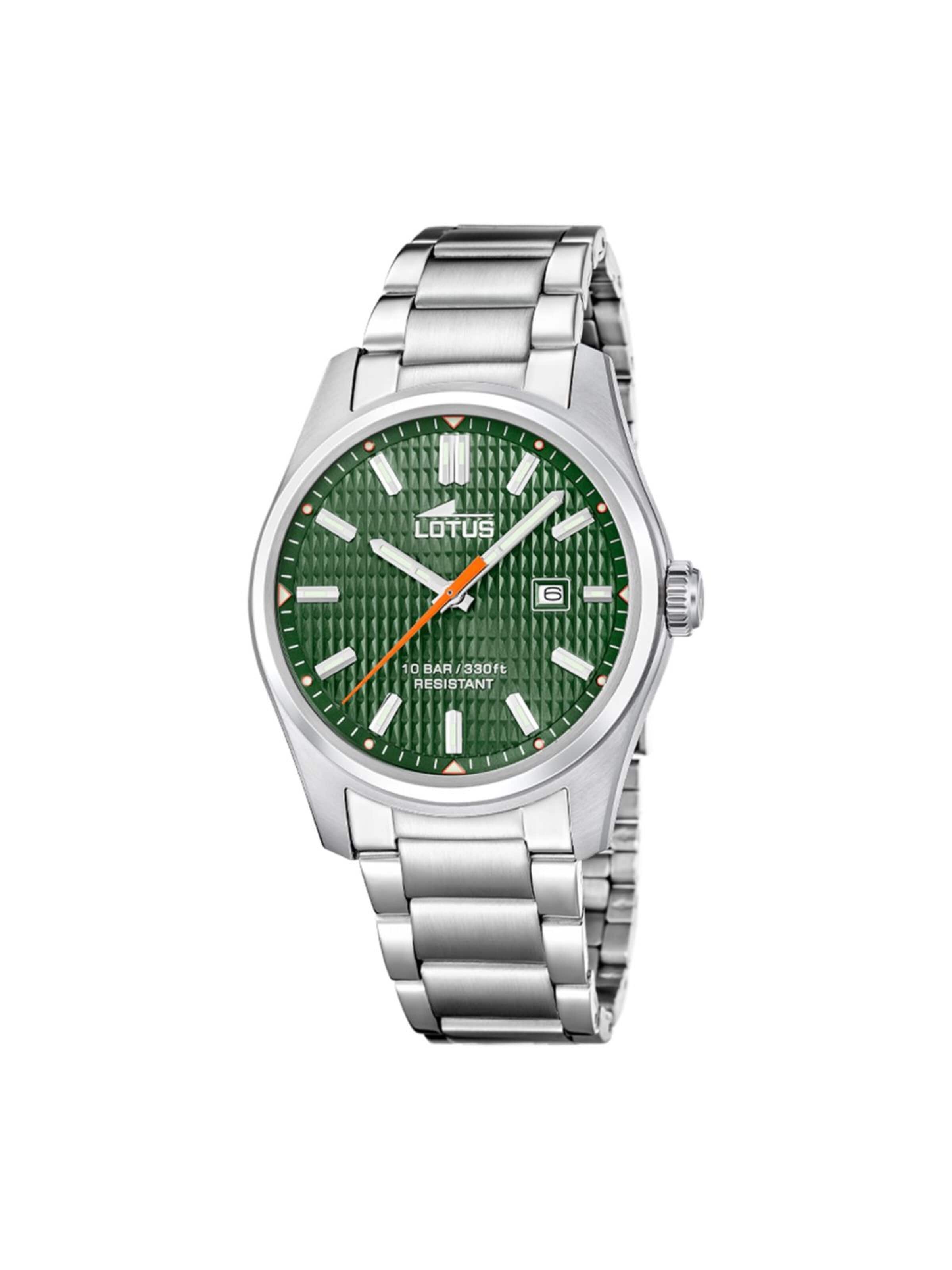 Montre à affichage analogique Lotus en vert : devant