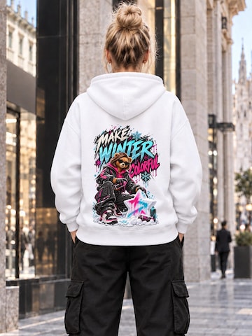 LUNØIR StudioSweater majica 'BOSS Femme Winter Color Mischief' - bijela boja