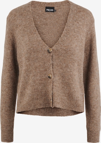 PIECES Knit Cardigan 'Ellen' in Brown: front