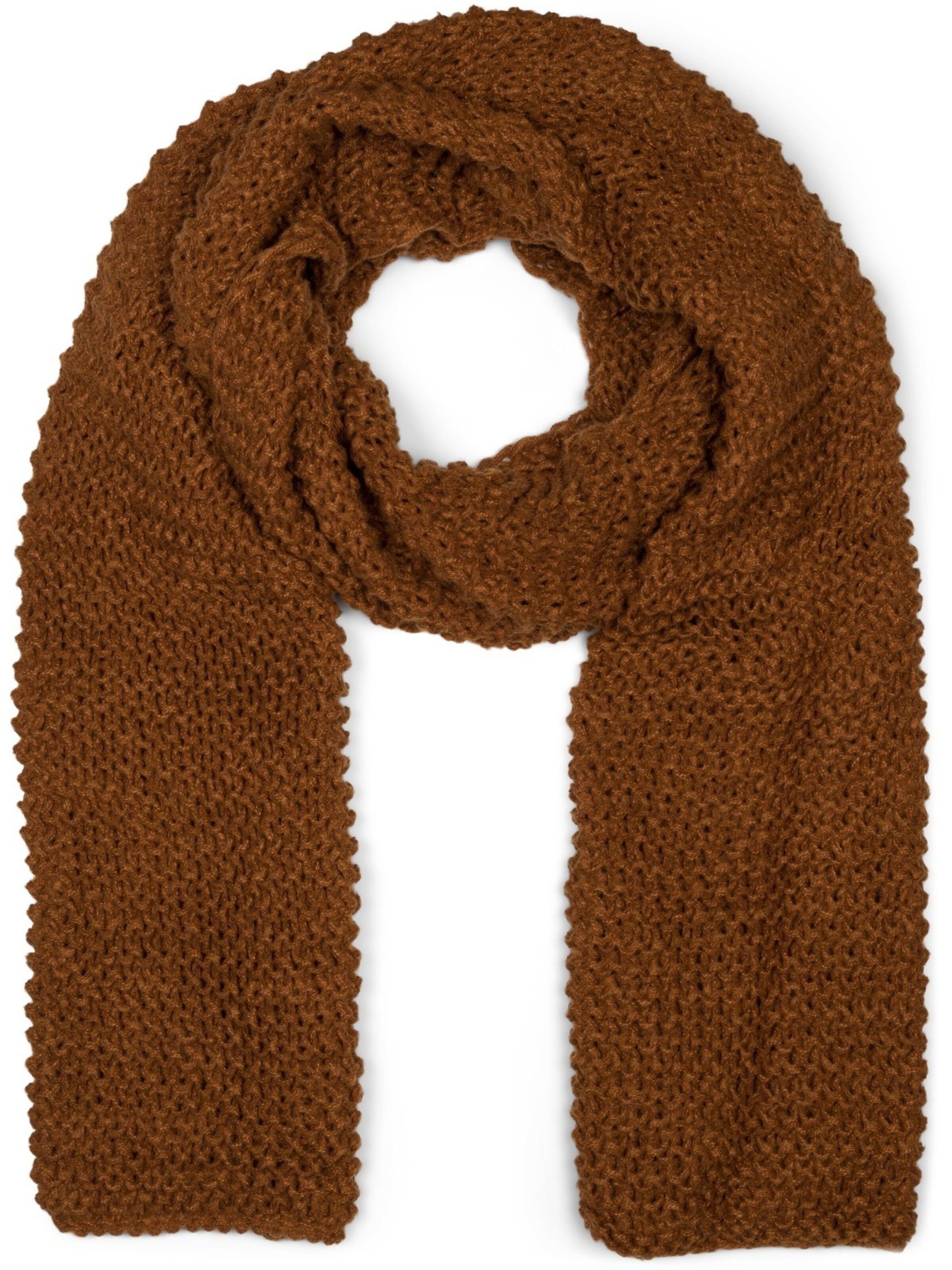 styleBREAKER Schal 'Langer Strick Schal mit Wellen Strickmuster'‌‌ in One Size in cognac, Produktansicht