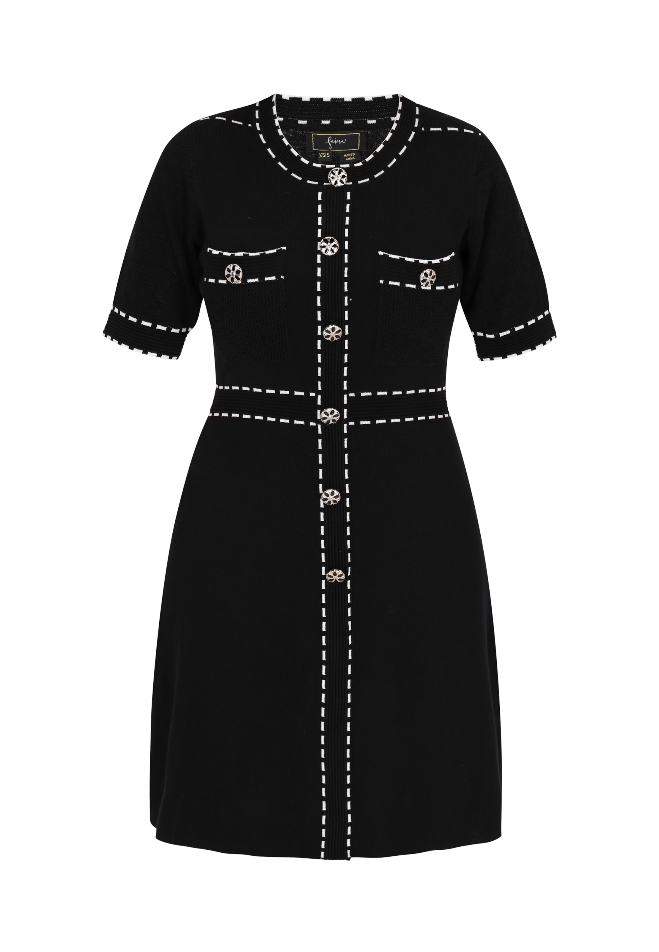 faina Úpletové šaty – černá: přední strana