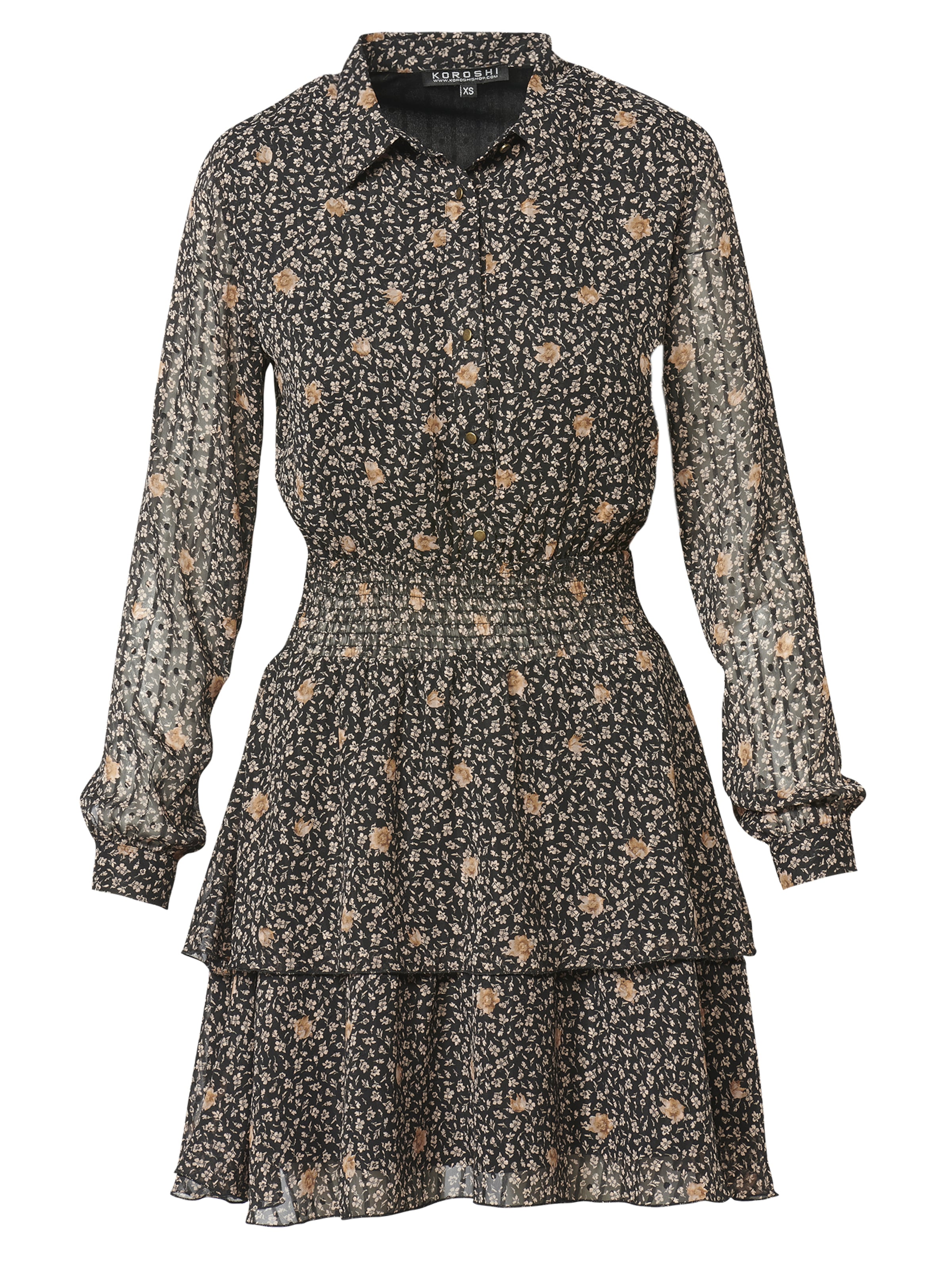 KOROSHI Košeľové šaty 'KOROSHI' - Čierna: predná strana